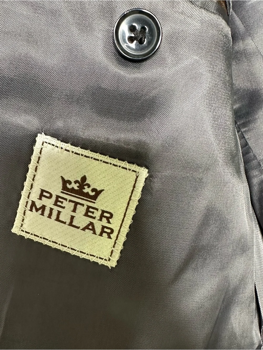Peter Millar 100% Wool Black Herringbone Blazer Suit Jacket 44S